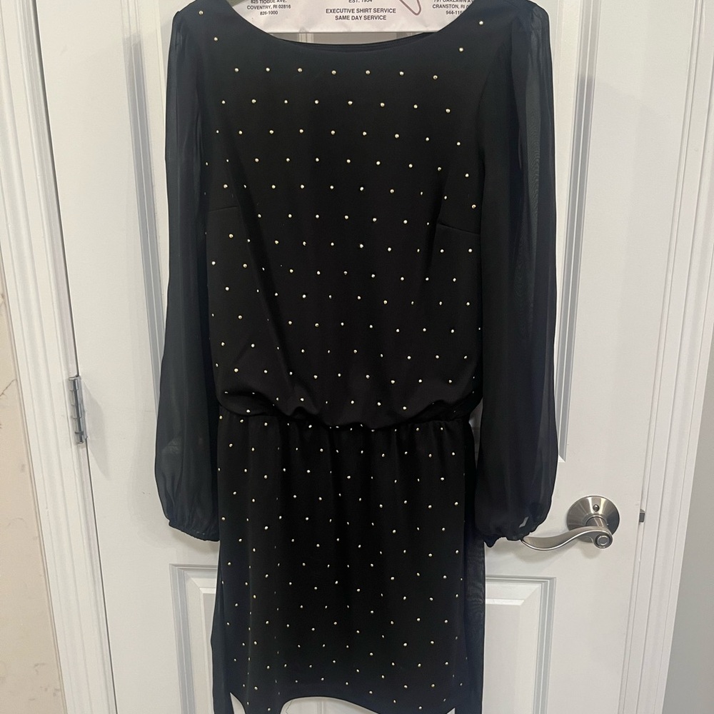 Elegant Black Dress with Gold Embellishment